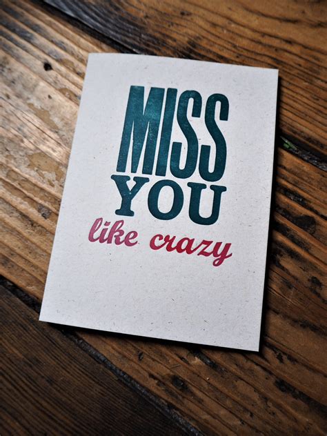 You're on my mind ecard. Miss You Like | Greetings Card | The Smallprint Company
