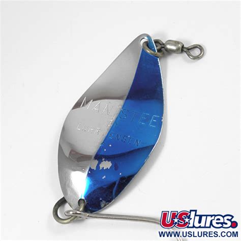 Vintage Luhr Jensen Manistee 4 12oz Nickel Blue Fishing Spoon 2112