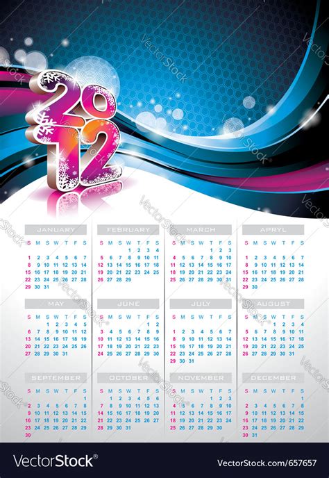 Calendar Design 2012 On Blue Background Royalty Free Vector