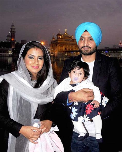 Spotted Harbhajan Singh With Wife Geeta Basra And Daughter Hinaya At Amritsar Temple