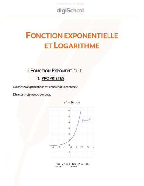 Cours De Maths Fonction Exponentielle Et Logarithme Bac Pro