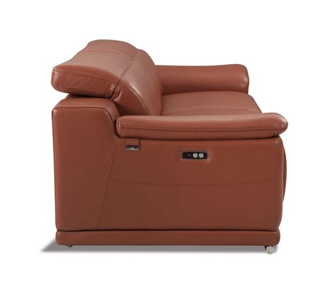 Camel Color Leather Power Reclining Loveseat Modern 9762 Global United