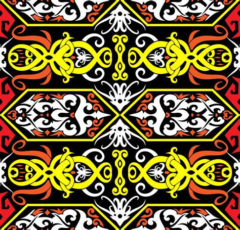 Seamless Patern Of Dayak Ethnic Pattern Traditional Indonesian Fabric Motif Borneo Pattern