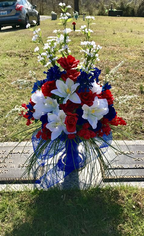 Patriotic For Cemetery Grave Vase Memorial Flowers Funeral Floral