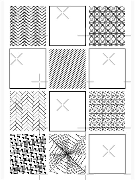 Zentangle Wall Art Squares Pattern Simple Drawing Photographic