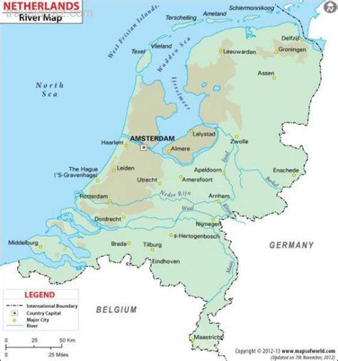 Nederland rivier de kaart - Holland rivier de kaart (West-Europa - Europa)