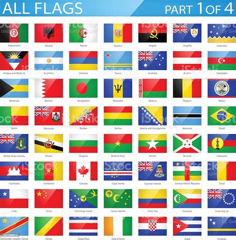 Vetores De Todas As Bandeiras Do Mundobrilhante Retangular Com