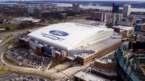 An Aerial View Of Ford Field In Detroit MI Stadium Parking Guides