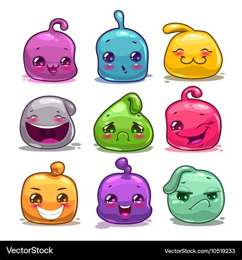 Funny Cute Cartoon Colorful Jelly Characters Vector Image