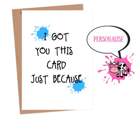 Funny Just Because Cards Personalised Just Because Cards The Sarky Cow