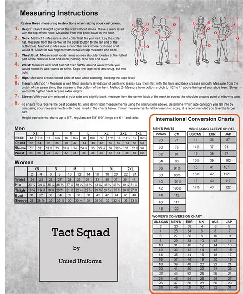 Tact Squad Size Chart Pants Guardian Supply