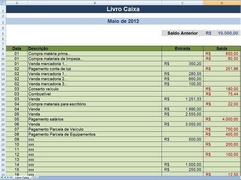 Planilha De Controle De Caixa Fluxo De Caixa Di Rio Em Excel