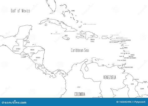 Mapa De América Central Y El Caribe Estilo De Doodle Dibujado a Mano