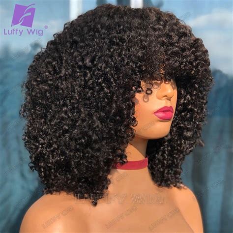200 Density Afro Kinky Curly Wig Realistic Scalp Top Full Machine Made