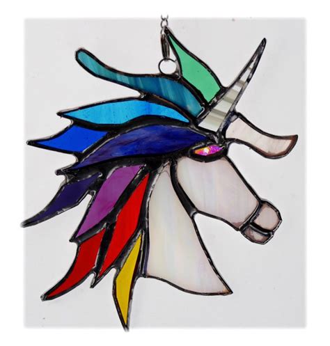 Unicorn Suncatcher Stained Glass Handmade Rainbow 011 Melody Mosaic Art Stained Glass Artwork