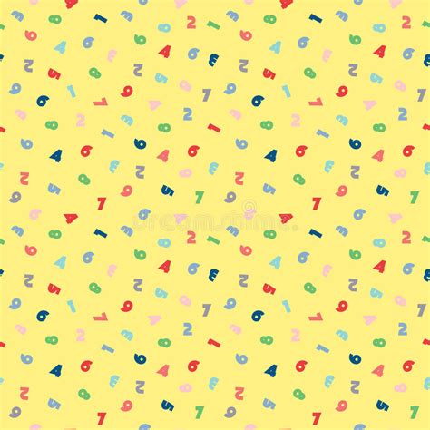 Seamless Pattern With Yellow Background And Colorful Numbers Pattern
