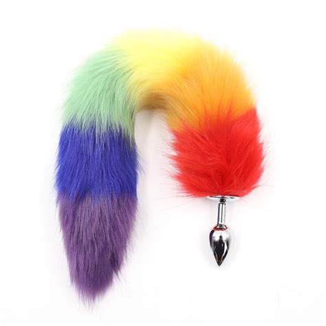 mabangyuan colorful artificial fox fur back court anal plugs femdom teasing instrument tail