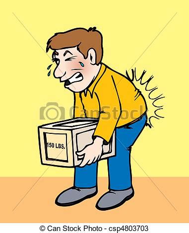 Vectors of backpain - an individual lifting a heavy box incorrectly ...