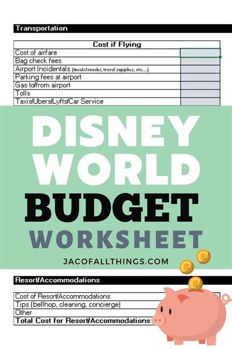 Disney World Budget Worksheet For Planning A Magical Trip Disney