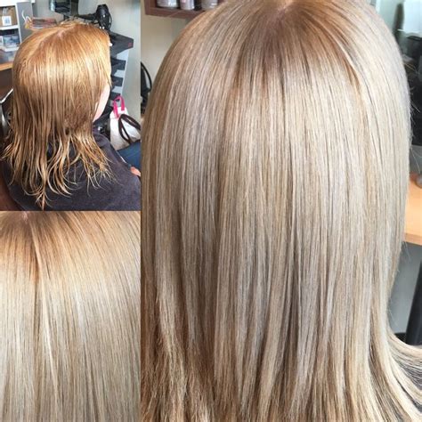 Before And After Regrowth Coloured To A Light Ash Blonde Using Wella