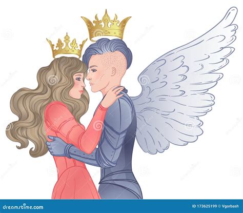 Love Wins Romantic Lesbian Couple Female Knight In Armour And Wings Kissing A Princess