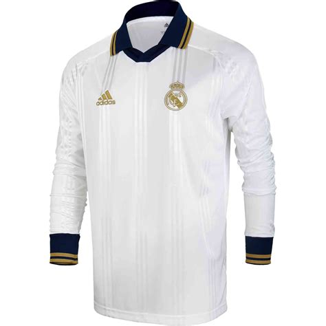 Adidas Real Madrid L S Retro Jersey White Black Soccerpro Real