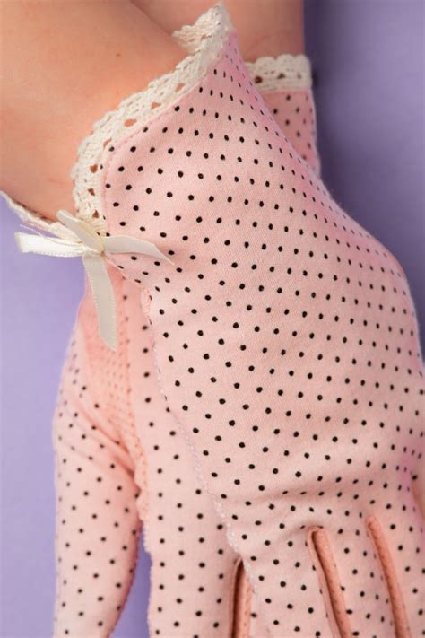 This account's tweets are protected. 50s Christine Polka Bracelet Gloves in Pink