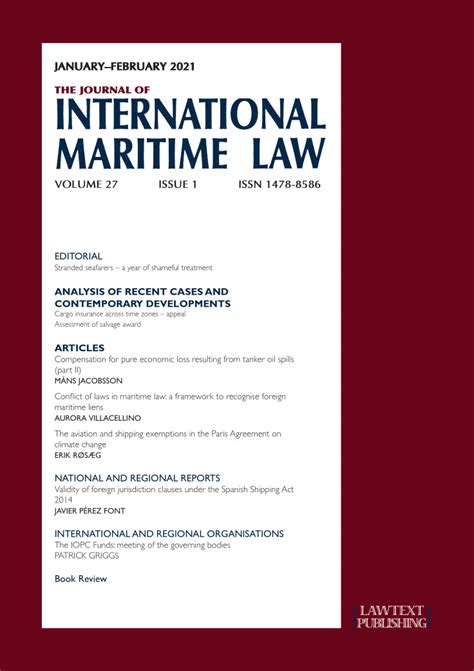 Journal Of International Maritime Law Volume 27 Issue 1