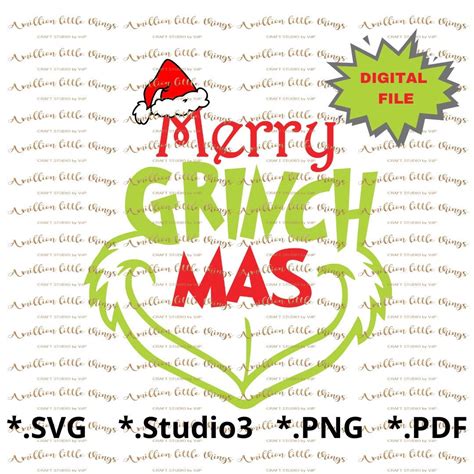 Merry Grinchmas Digital File Svg Layered Item Clipart Vector Cut File