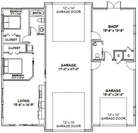 This is a pdf plan available for instant download. 50x48 1 RV 1 Car Garage -- 2 Br 1.5 Ba -- PDF Floor Plan -- 2,274 sq ft -- Instant Download ...