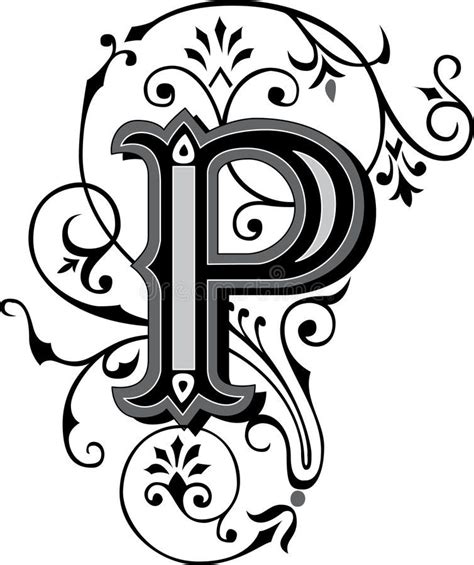 Beautiful Ornament Letter P Stock Vector Illustration Of Letter