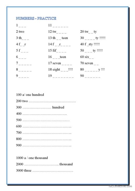Numbers 1 10000 General Vocabulary English Esl Worksheets Pdf And Doc
