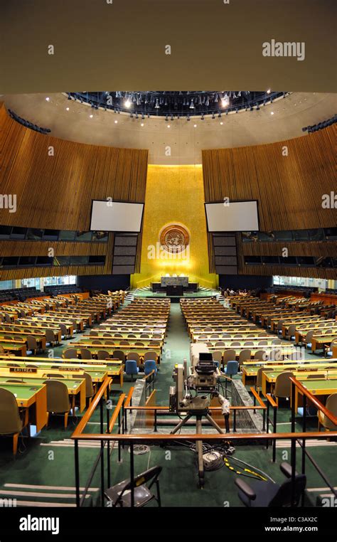 The General Assembly Hall In The United Nations In Manhattan New York