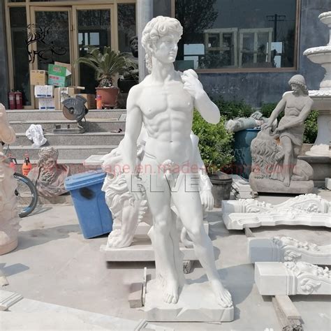 Blve Factory Garden Decoration Life Size Naked Man Marble David Statue