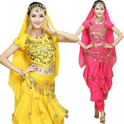 show 4pcs set belly dance costume bollywood costume indian egypt bellydance dress womens belly