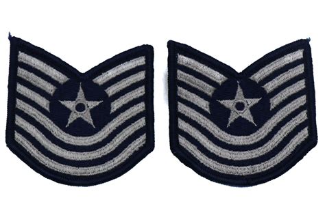 Us Air Force Master Sergeant Rank Patch Vtg E 7 E7 Blue Chevron Pair