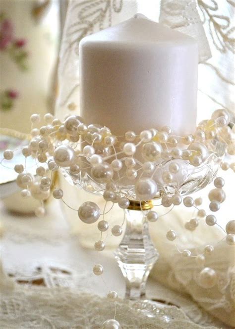 Elegant Diy Pearl And Candle Centerpieces Pearl Centerpiece Wedding