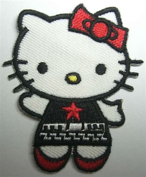 Black Red Star Hello Kitty Embroidery Patches Sew Or Iron On Clothes