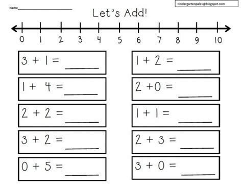 Number Line Addition Worksheets For Kindergarten