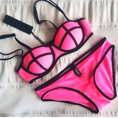 swimwear pink bikini fashion triangle bikini triangle hot wheretoget