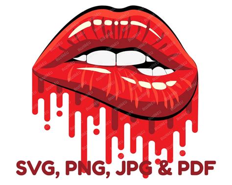 Dripping Lips Svg Sexy Biting Lips Png Svg Bleeding Lips Etsy