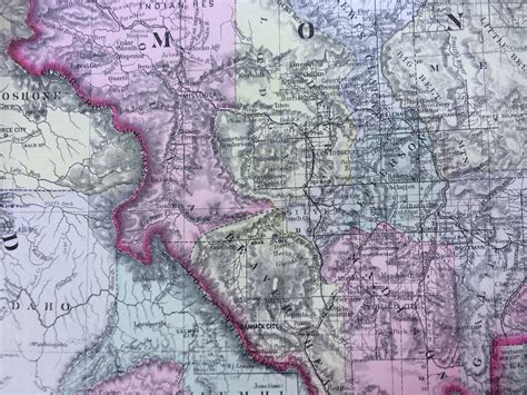 1888 Montana Idaho And Wyoming County And Township Large Rare Original