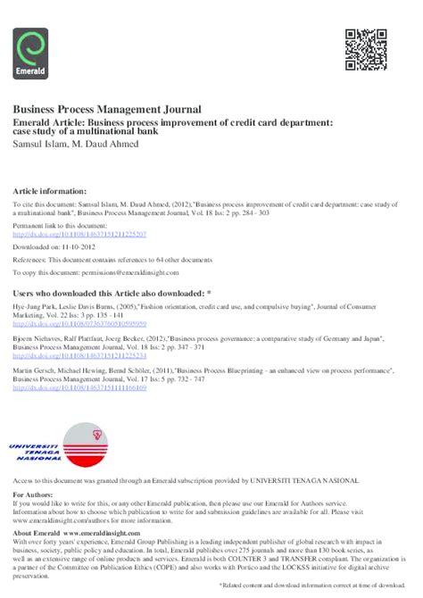 Maybe you would like to learn more about one of these? (PDF) Business process improvement of credit card ...