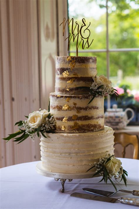 Semi Naked And Gold Leaf Wedding Cake Gabi Bakes Cakes