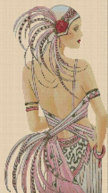 Cross stitch borders pattern gatsby art deco | instant download thecrosselephant 5 out of 5 stars (405) $ 4.03. Art Deco Lady in Pink Dress Counted Cross Stitch COMPLETE ...