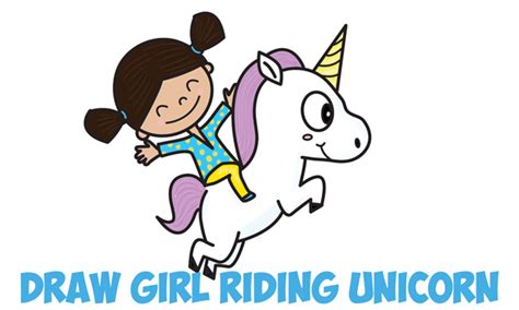 How To Draw A Cute Kawaii Chibi Girl Riding A Unicorn In Easy Step By