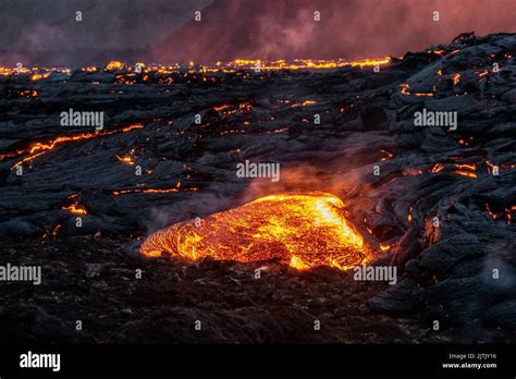 A Close Up View Of The Lava Flow Of The Newest Eruption Site In Fagradalsfjall Volcano Iceland