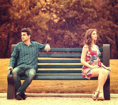 Couple On The Bench Stock Photo Image Of Date Garden 60844316