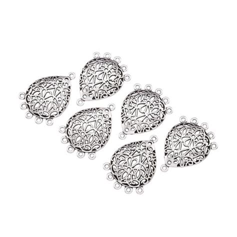 10pcs Antique Silver Alloy Drop Chandeliers Filigree Dome Earring