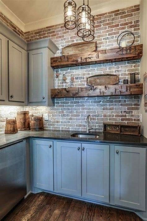 Amazing Kitchens Design Ideas With A Brick Wall Rustic Kitchen